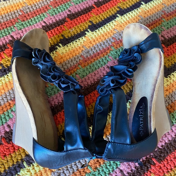 Patrizia Black Zipper Back Harlequin-B Wedge Sandles size 38 - Picture 7 of 11